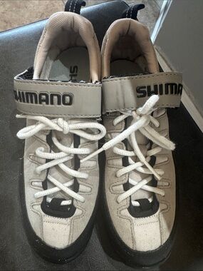 Shimano Beige and Black Cycling Sneakers with Strap